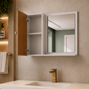 Ver imagem 5 de Espelheira para Banheiro Armário com Espelho Moderno Genova - Branco/Ripado