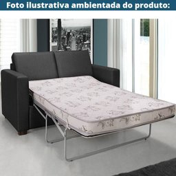 Sofá-Cama 3 Lugares MH-1174 Herval 201 cm Colchão Casal Veludo Preto C Pé Madeira Amêndoa - 2