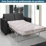 Sofá-Cama 3 Lugares MH-1174 Herval 201 cm Colchão Casal Veludo Preto C Pé Madeira Amêndoa - 2