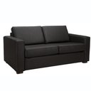 Ver imagem 1 de Sofá-Cama 3 Lugares MH-1174 Herval 201 cm Colchão Casal Veludo Preto C Pé Madeira Amêndoa