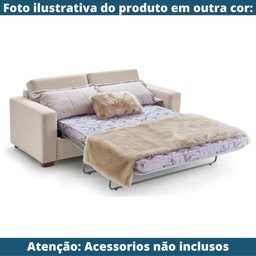 Sofá-Cama 3 Lugares MH-1174 Herval 201 cm Colchão Casal Veludo Preto C Pé Madeira Amêndoa - 4