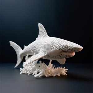 Estatueta Shark Tubarão Foco Predador Decoração Moderna Luxo