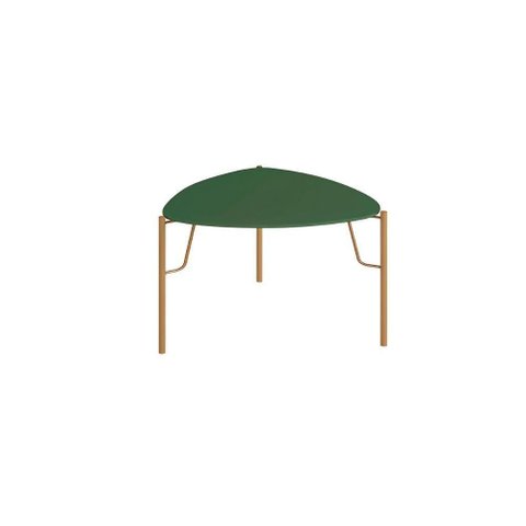 Mesa Lateral Bend Triangular MDF Metal 54cm Musgo com Dourado