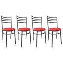 Ver imagem 1 de Conjunto 4 Cadeiras Jantar de Metal Preto e Assento Estofado Vermelho