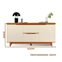 Balcão Buffet Flow 2 Portas 2 Gavetas Pés Madeira Maciça 163cm Ej Móveis - 3