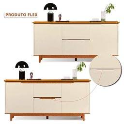 Balcão Buffet Flow 2 Portas 2 Gavetas Pés Madeira Maciça 163cm Ej Móveis - 5