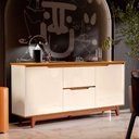 Ver imagem 2 de Balcão Buffet Flow 2 Portas 2 Gavetas Pés Madeira Maciça 163cm Ej Móveis