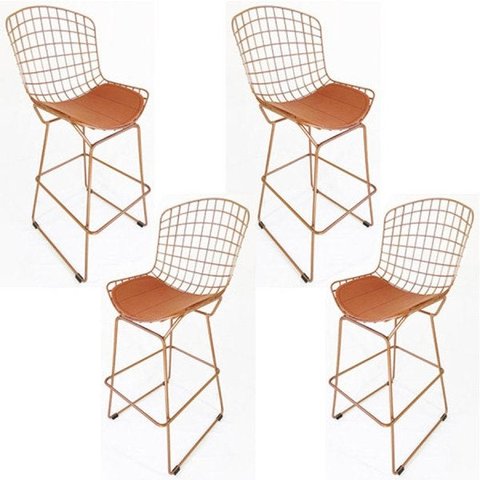 Kit 4 Banquetas BERTÓIA cobre altura 60cm - Poltronas do Sul