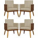 Ver imagem 1 de Kit 4 Poltronas Modernas Lis Corino e Pé 30cm - Nude Suede Corino