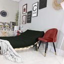 Ver imagem 4 de Sofa Cama Casal Futon Oriental Verde Militar Com Madeira Maciça