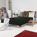 Ver imagem 3 de Sofa Cama Casal Futon Oriental Verde Militar Com Madeira Maciça