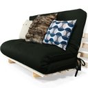 Ver imagem 1 de Sofa Cama Casal Futon Oriental Verde Militar Com Madeira Maciça