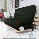 Ver imagem 7 de Sofa Cama Casal Futon Oriental Verde Militar Com Madeira Maciça