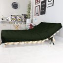Ver imagem 5 de Sofa Cama Casal Futon Oriental Verde Militar Com Madeira Maciça