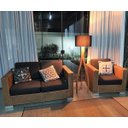 Ver imagem 2 de Luminária Abajur Chão Coluna Ipanema Cedro Cúpula Tecido Preto