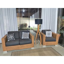 Luminária Abajur Chão Coluna Ipanema Cedro Cúpula Tecido Preto - 5