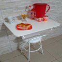 Ver imagem 1 de Mesa de Parede Dobrável-60Cx41L Branco Prateleiras para Cozinha,Bares ,Restaurantes ,Apartamentos