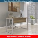 Ver imagem 2 de Mesa Escritório P25 Tub Pandin 170 Cm (larg) X 70 Cm (prof) Tampo Mdp Noce Pé Aço Tubular Cinza