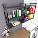 Ver imagem 3 de Prateleira Lavanderia Preto Area de Serviço Nicho Multi Uso Simples Estante Mdf