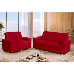 Conjunto Sofá 1,74 X 1,24m 3 e 2 Lugares Suede Roma - 2
