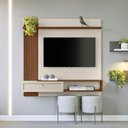 Ver imagem 3 de Painel Home com Nicho TV LED Off White Freijó 132cm Alvorada