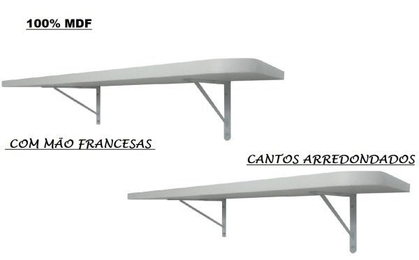 Kit 2 Prateleiras com Cantos Arredondados 90x25 com Mão Francesas - 3