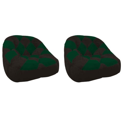 Kit 02 Poltrona Paloma Escritório Sala Pé Plástico Suede Marrom e Suede Verde - Dominic Decor
