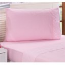 Ver imagem 3 de Jogo de Lençol Solteiro Chevron Rosa 3 Pçs Não Faz Bolinha