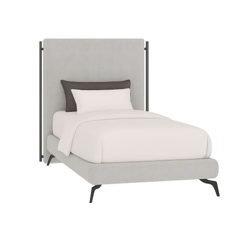 Cama Japonesa com Cabeceira Almeriaharu Solteiro Pés Alumínio Veludo Cinza Claro - Sallar Home