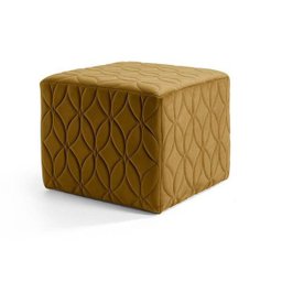 Puff Veludo Quadra Tresse -Domi Móveis - Mostarda - 1