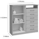 Ver imagem 3 de Cômoda 2 Portas e 6 Gavetas 1263A-Castro - Branco Texturizado
