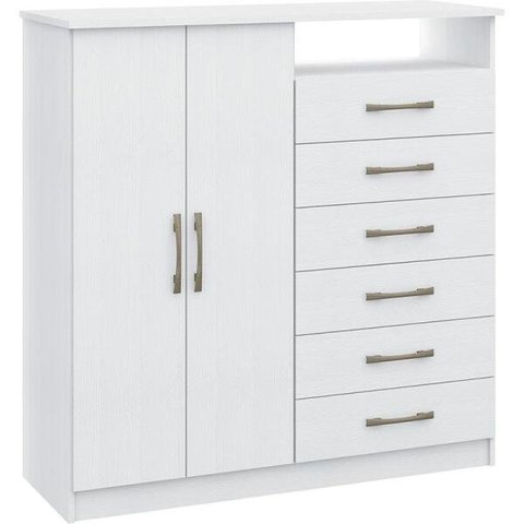 Cômoda 2 Portas e 6 Gavetas 1263A-Castro - Branco Texturizado