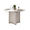 Ver imagem 1 de Mesa Multiuso Cozinha Chanel C/ Tampo Madeirado C/ Vidro Redondo 136x136cm Off White/off White - Dj