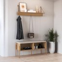 Ver imagem 1 de Conjunto Sapateira Banco e Prateleira Hanover/dourado