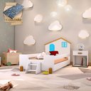 Ver imagem 1 de Cama Infantil Solteiro Belissima Azul - Branco e Mel + Colchão
