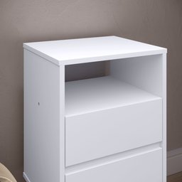 Mesa de Cabeceira Retrô Pequena Mesinha Canto Quarto C/ Nicho 2 Gavetas Classic - Branco -Lojas RPM - 5