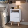Mesa de Cabeceira Retrô Pequena Mesinha Canto Quarto C/ Nicho 2 Gavetas Classic - Branco -Lojas RPM - 3