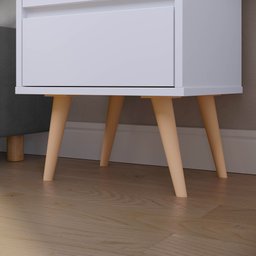 Mesa de Cabeceira Retrô Pequena Mesinha Canto Quarto C/ Nicho 2 Gavetas Classic - Branco -Lojas RPM - 6