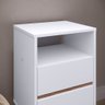 Mesa de Cabeceira Retrô Pequena Mesinha Canto Quarto C/ Nicho 2 Gavetas Classic - Branco -Lojas RPM - 4