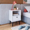 Ver imagem 1 de Mesa de Cabeceira Infantil 1 Gaveta Quarto Branco