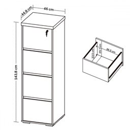 Gaveteiro Arquivo 4 Gavetas Nogal/preto - Artany Móveis - 3 Gaveteiro Arquivo 4 Gavetas Nogal/preto - Artany Móveis - 3