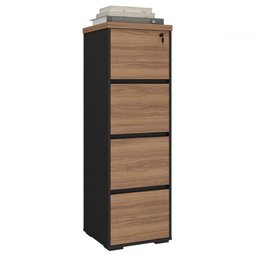 Gaveteiro Arquivo 4 Gavetas Nogal/preto - Artany Móveis - 1 Gaveteiro Arquivo 4 Gavetas Nogal/preto - Artany Móveis - 1