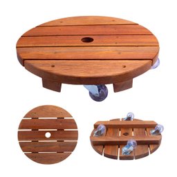 Suporte para Vaso de Planta Redondo com Rodinhas Cristal 35cm - 1