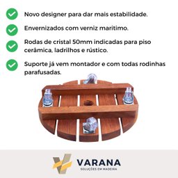 Suporte para Vaso de Planta Redondo com Rodinhas Cristal 35cm - 3