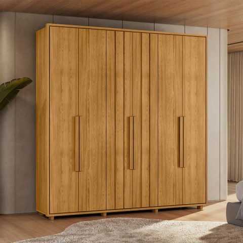 Guarda-Roupa Casal 6 Portas 100% MDF com Pés Veronese Marrom/Cumaru