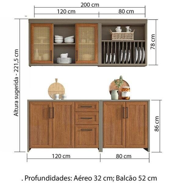 Cozinha Compacta 4 Peças Camponesa - Nesher - Fendi / Freijo - 3