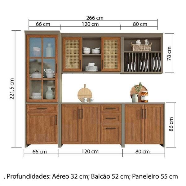 Cozinha Compacta 5 Peças Camponesa - Nesher - Fendi / Freijo - 2
