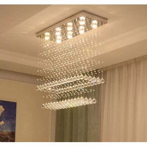 Lustre Torre De Cristal Com 8 Lâmpadas Branco Frio Inclusas