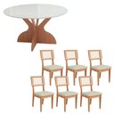 Ver imagem 2 de Mesa de Jantar 1,35m C/ 6 Cadeiras Dalla Costa 100% Mdf Cor:off White com Freijó e Cesare Escuro