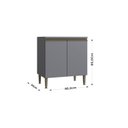 Ver imagem 3 de Balcão para Cozinha com Tampo 2 Portas Greta Cinza